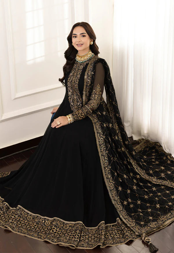 Asim Jofa Black Chiffon Maxi Replica