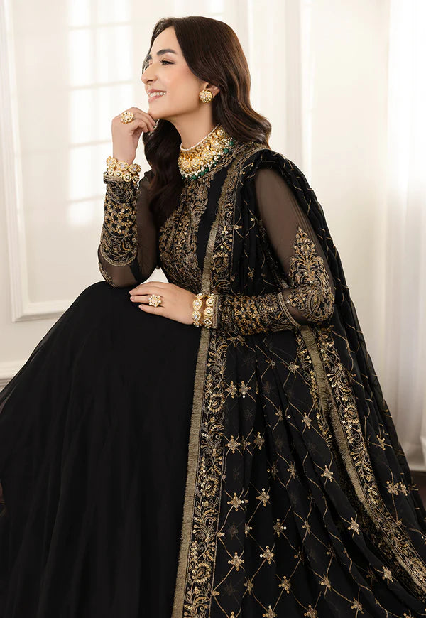 Asim Jofa Black Chiffon Maxi Replica