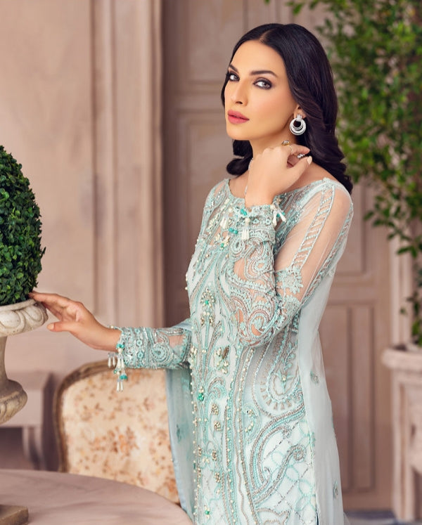 Gulaal Sky Blue Exclusive Collection Net Replica