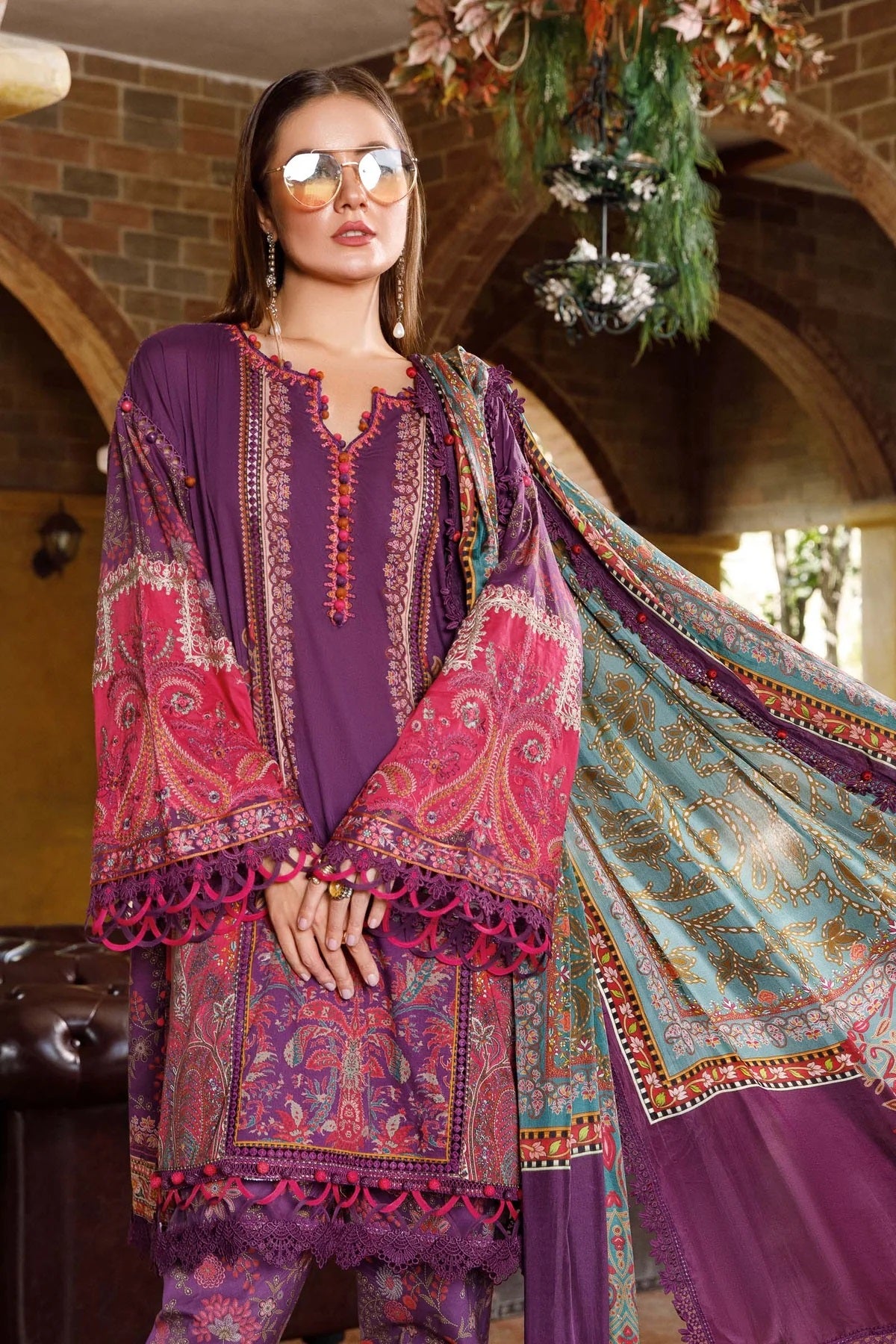 Maria B Purple Embroidered Luxury Lawn Collection Replica