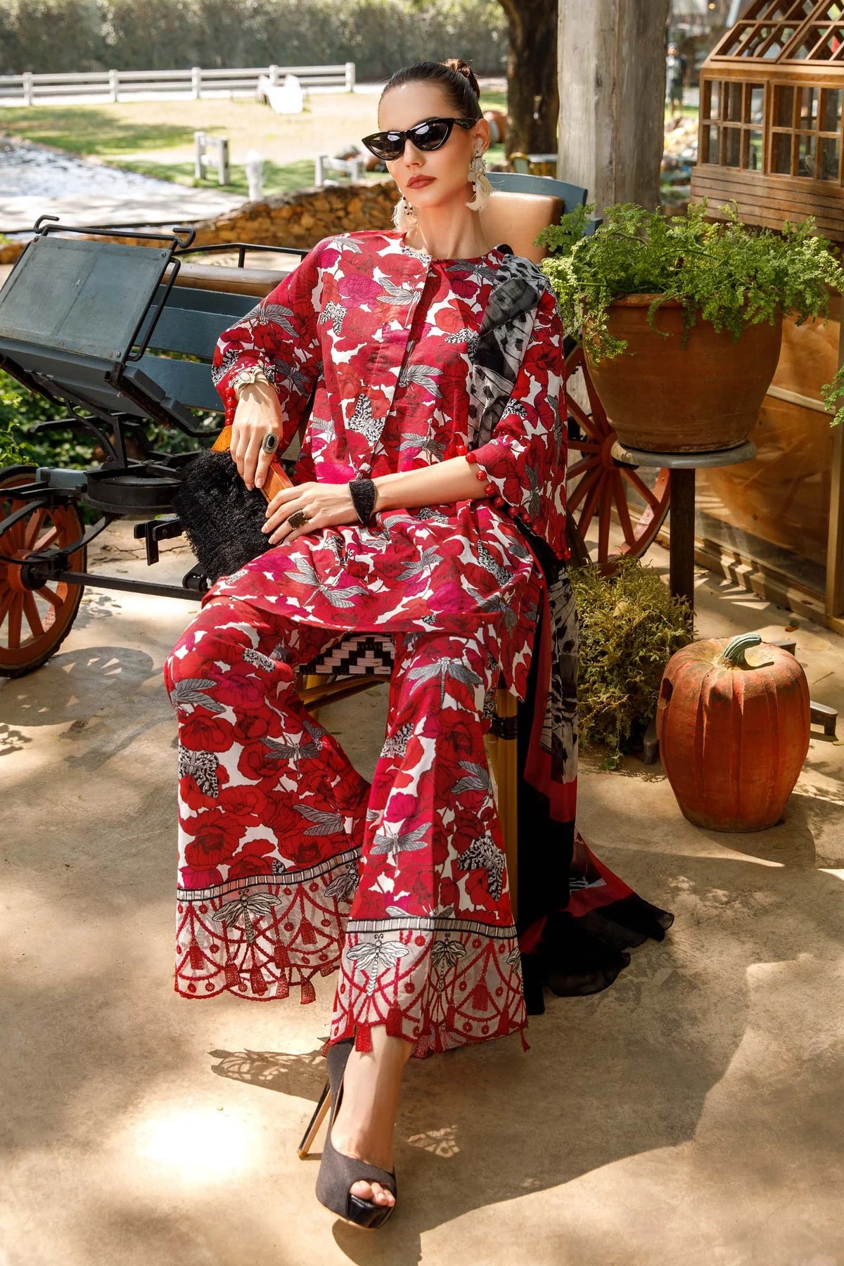 Maria B Mprint Red White Printed Lawn Collection Replica