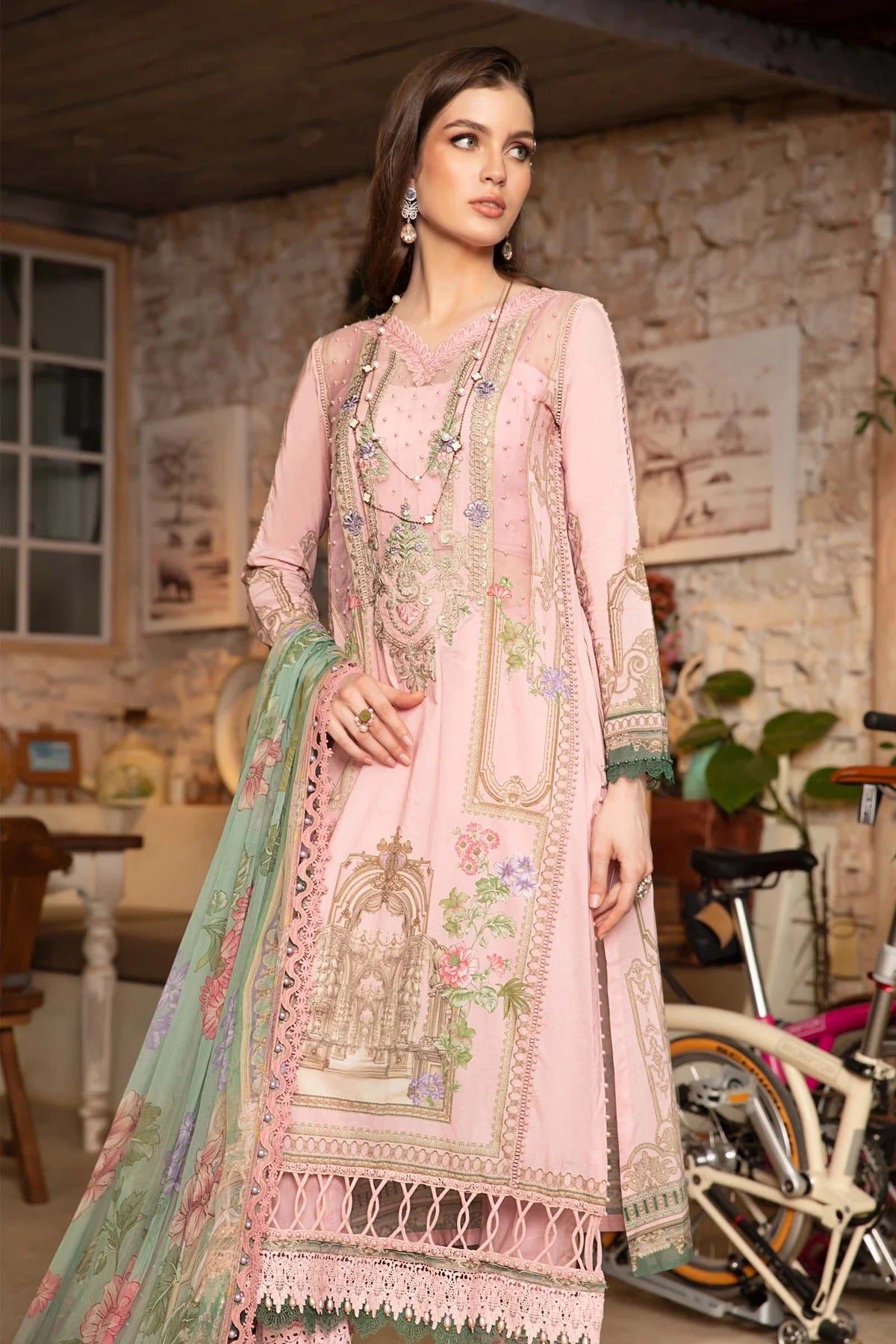 Maria B Pink Embroidered Luxury Lawn Collection Replica