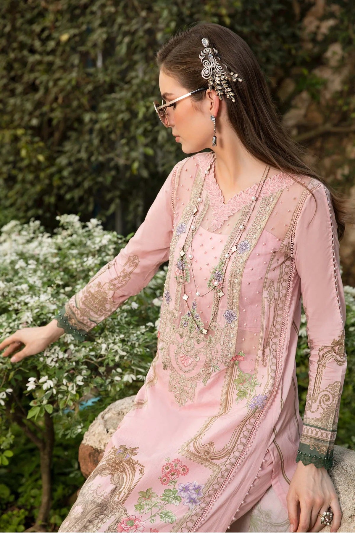 Maria B Pink Embroidered Luxury Lawn Collection Replica