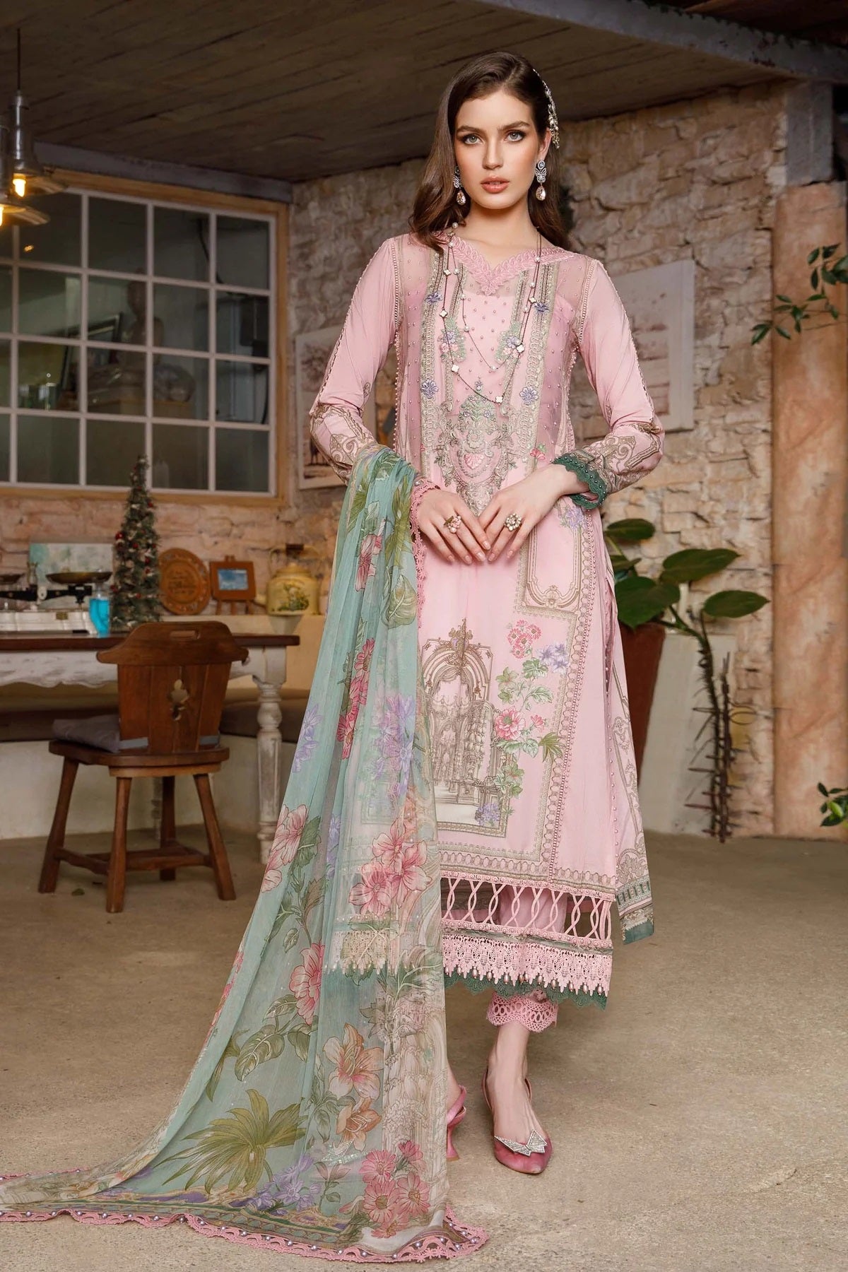 Maria B Pink Embroidered Luxury Lawn Collection Replica