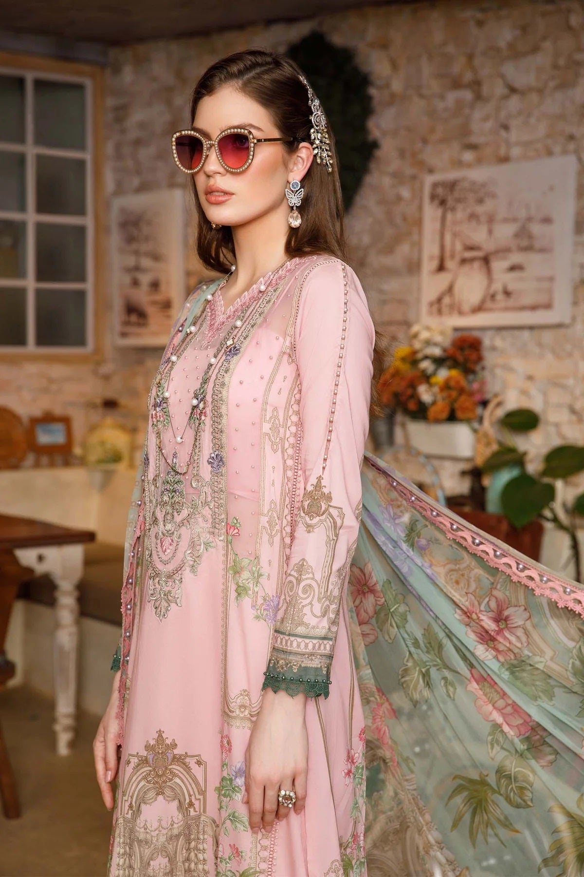 Maria B Pink Embroidered Luxury Lawn Collection Replica