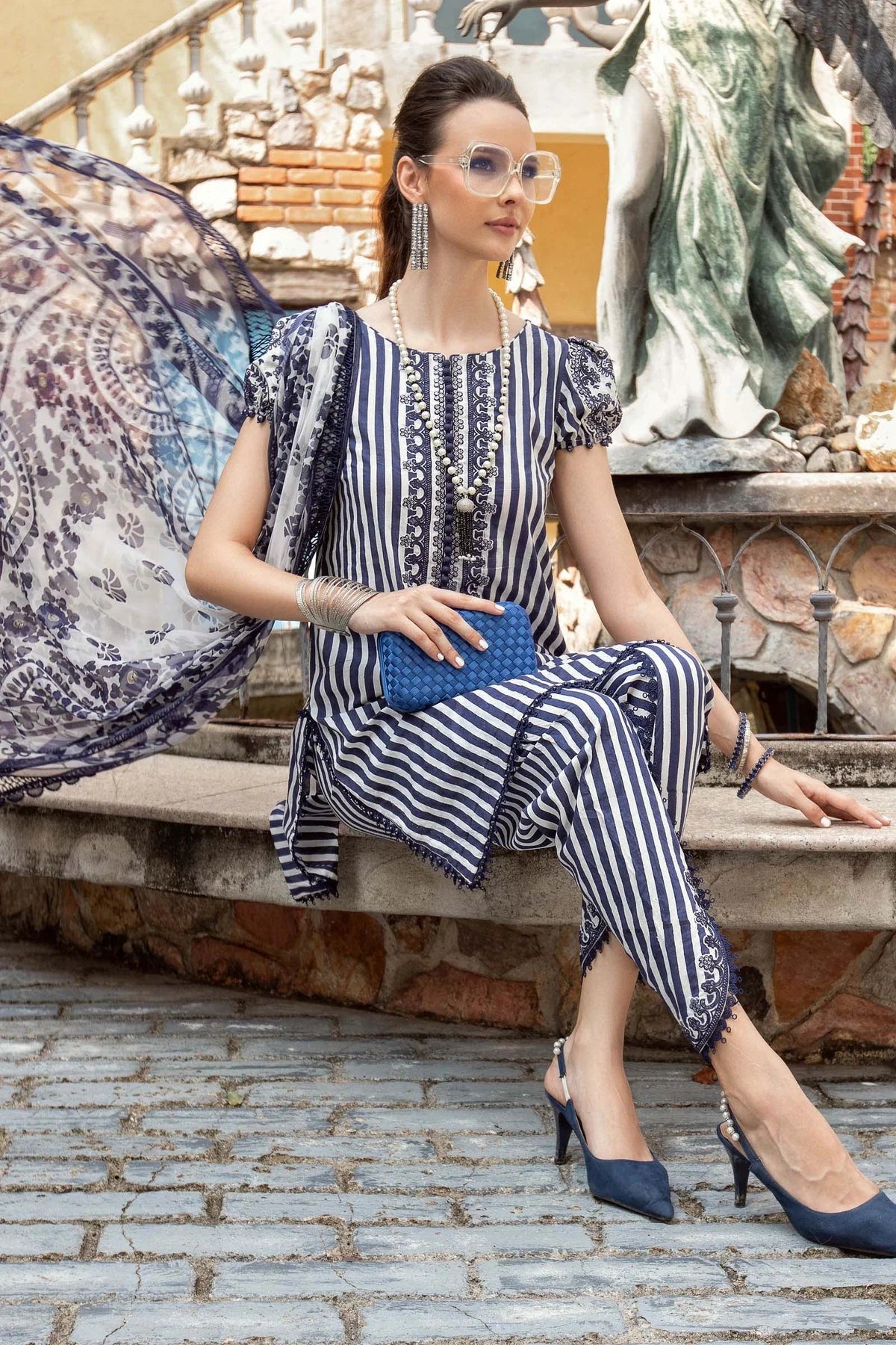 Maria B MPrint Blue Luxury Lawn Collection Replica