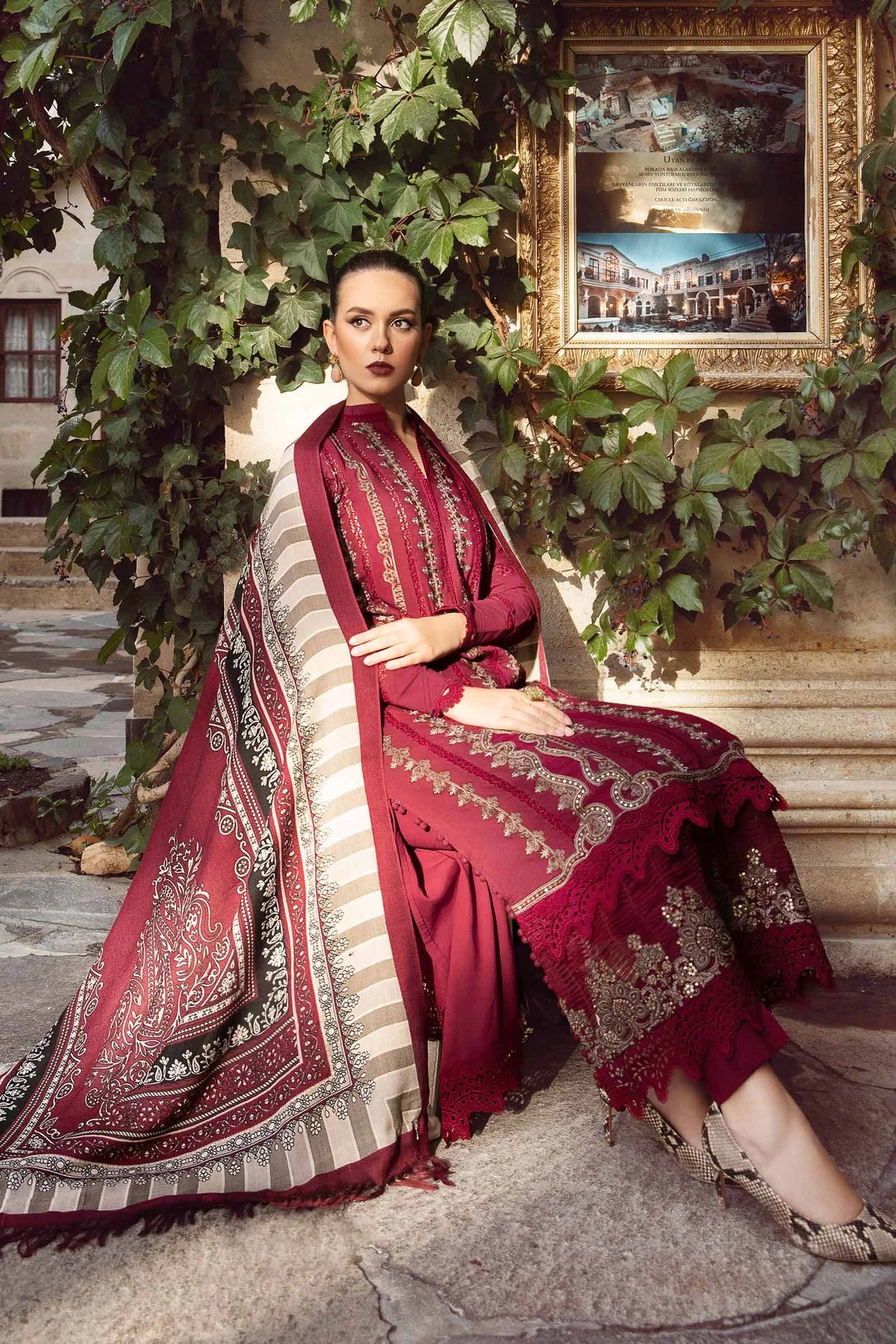 Maria B Maroon Luxury Lawn Collection Replica