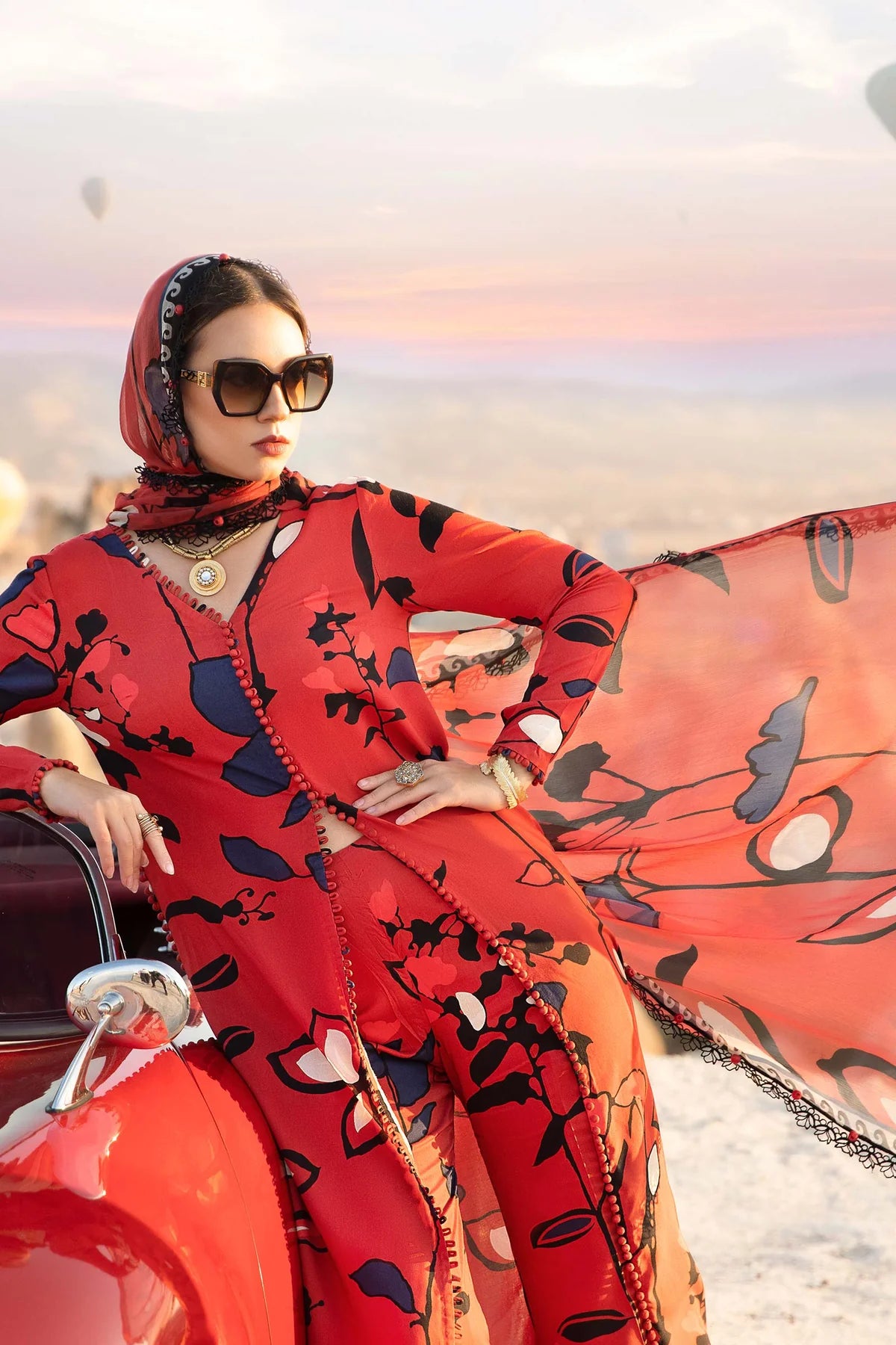 Maria B Printed Red Luxury Lawn Collection Replica