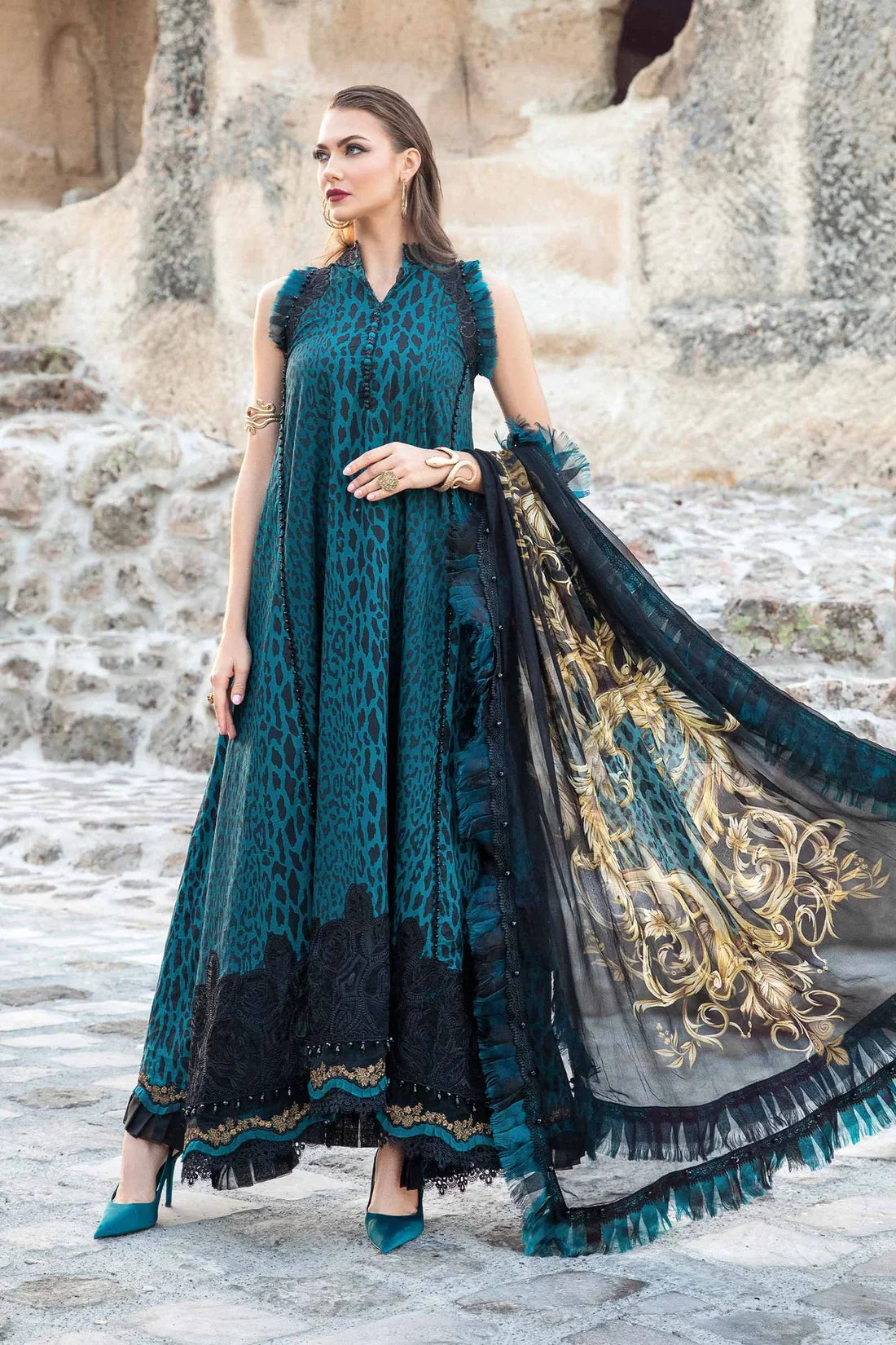 Maria B Printed Blue Luxury Lawn Collection Replica