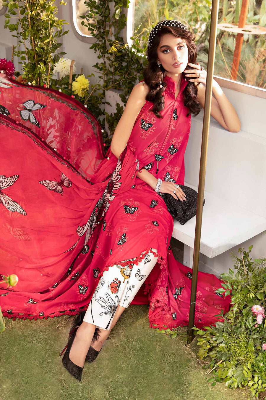 Maria B Mprint Red Lawn Collection Replica