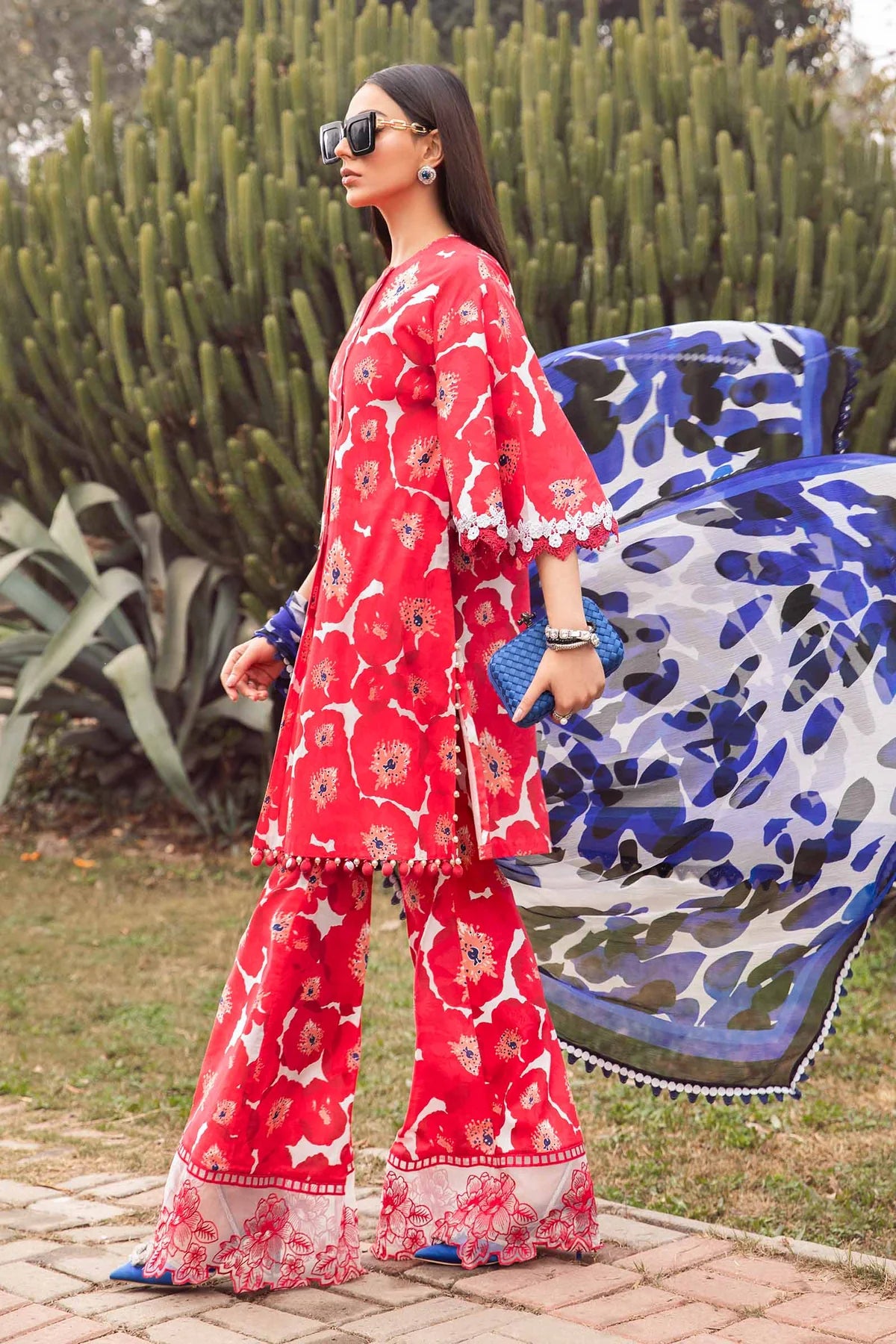 Maria B Mprint Red Printed Lawn Collection Replica