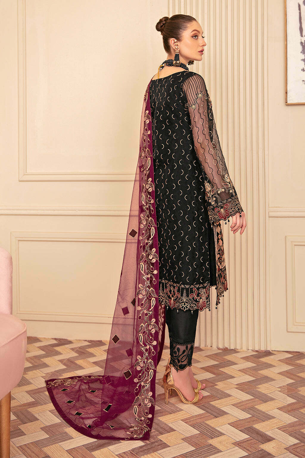 Ramsha Black Formal Collection Organza Replica