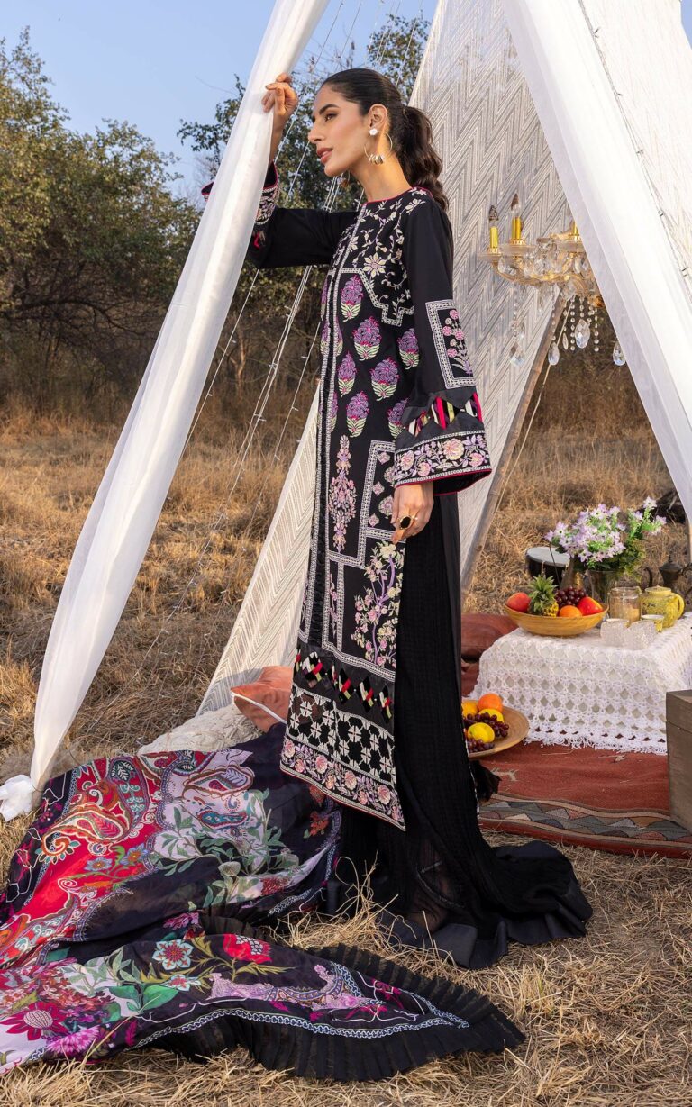 Asifa & Nabeel Black Luxury Lawn Collection Replica