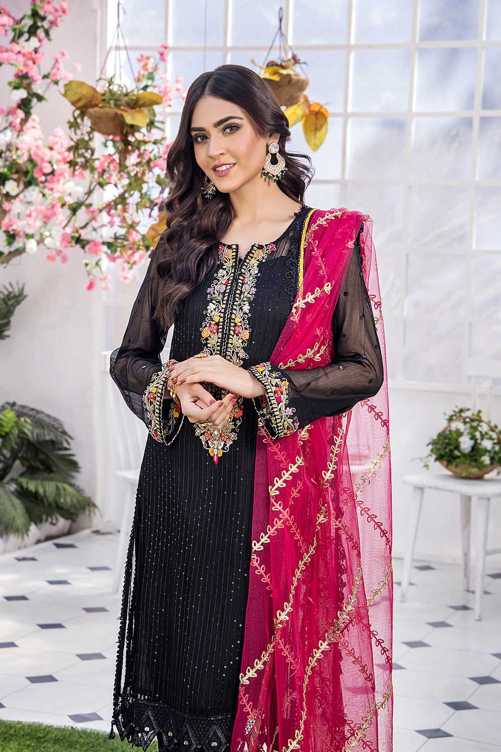 Khuda Baksh Black Formal Collection Chiffon Replica