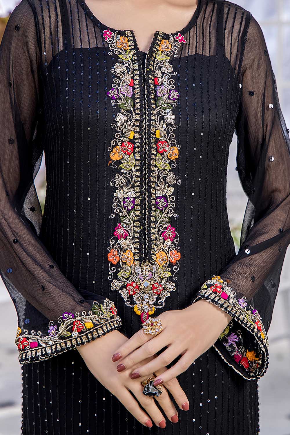 Khuda Baksh Black Formal Collection Chiffon Replica