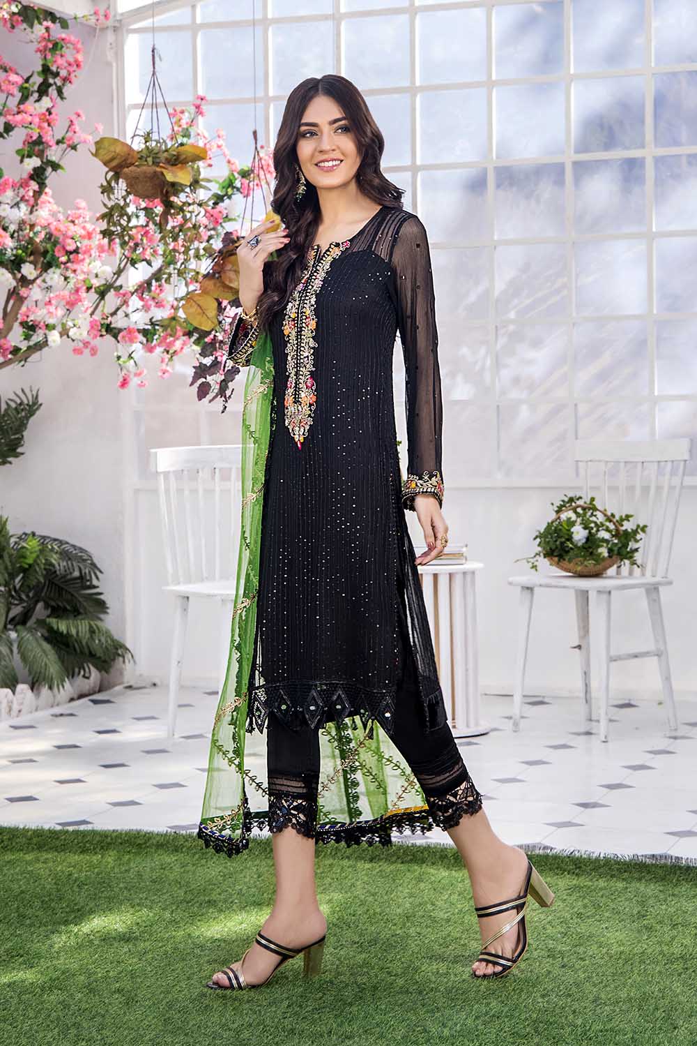 Khuda Baksh Black Formal Collection Chiffon Replica