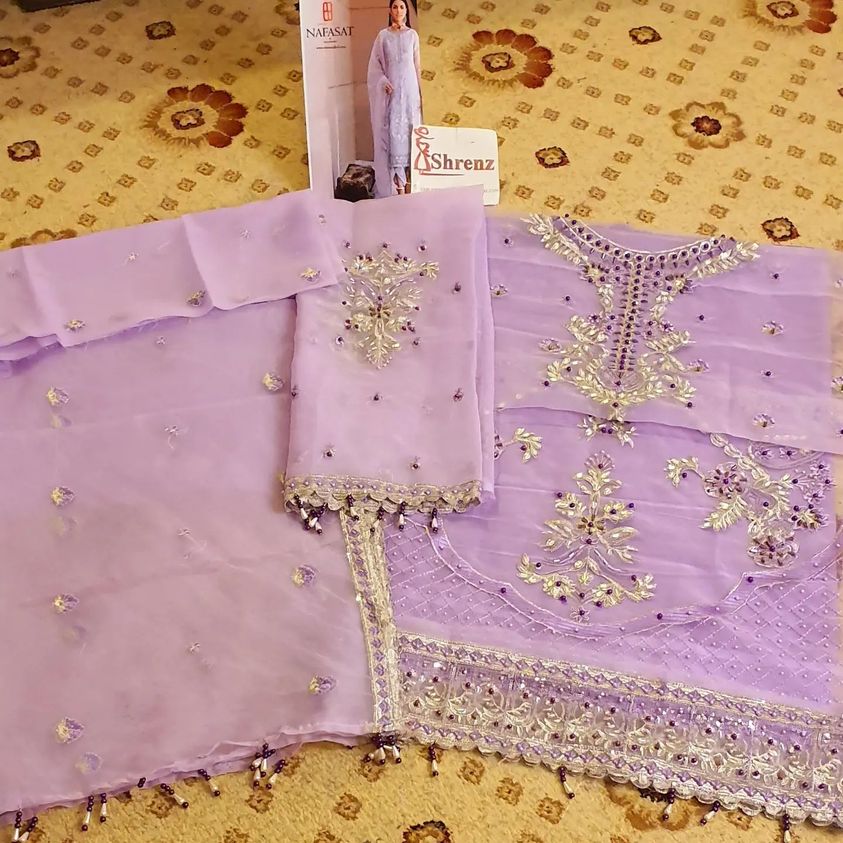 Emaan Adeel Purple Formal Collection Organza Replica