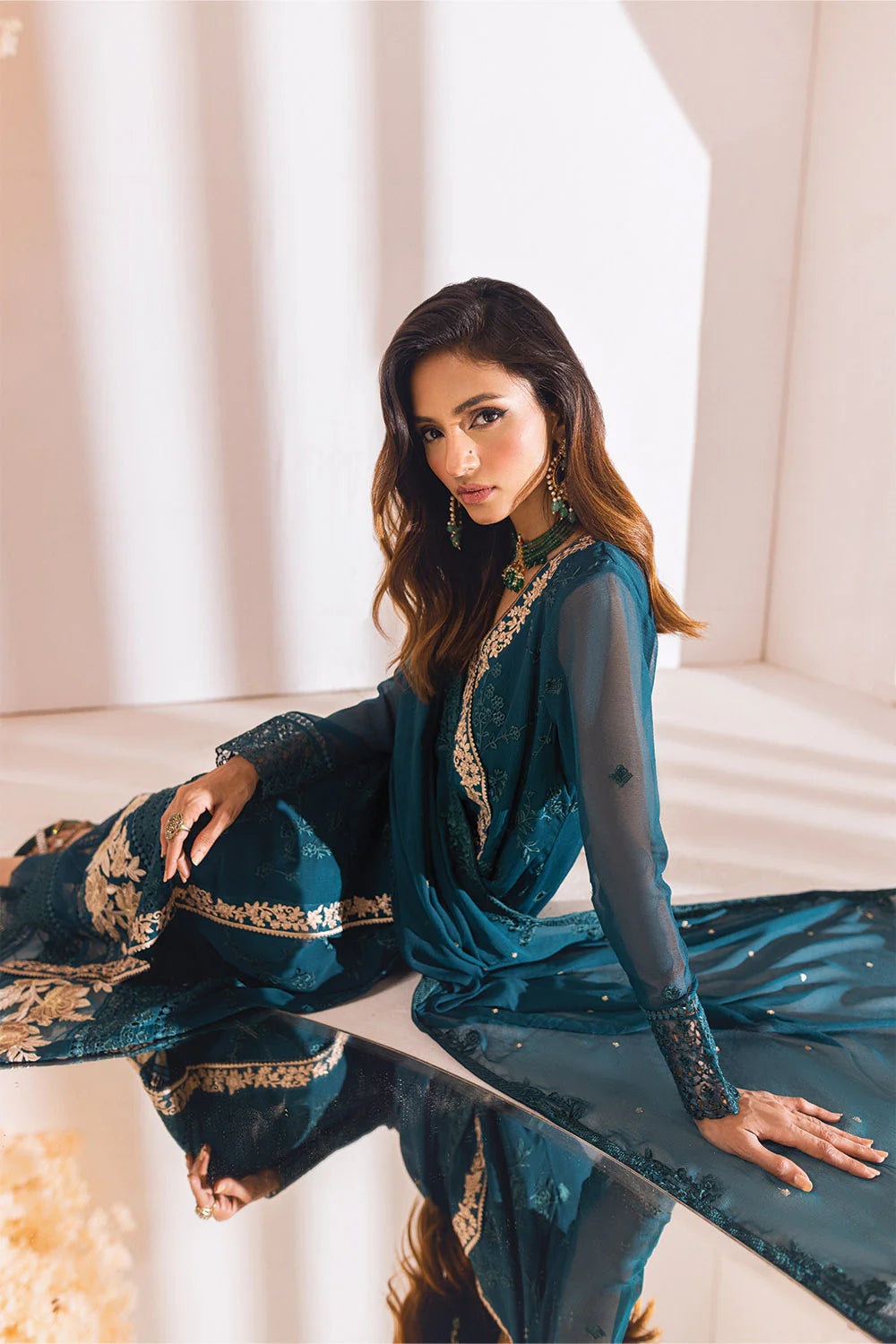 Azure Angrakha Blue Formal Collection Chiffon Replica