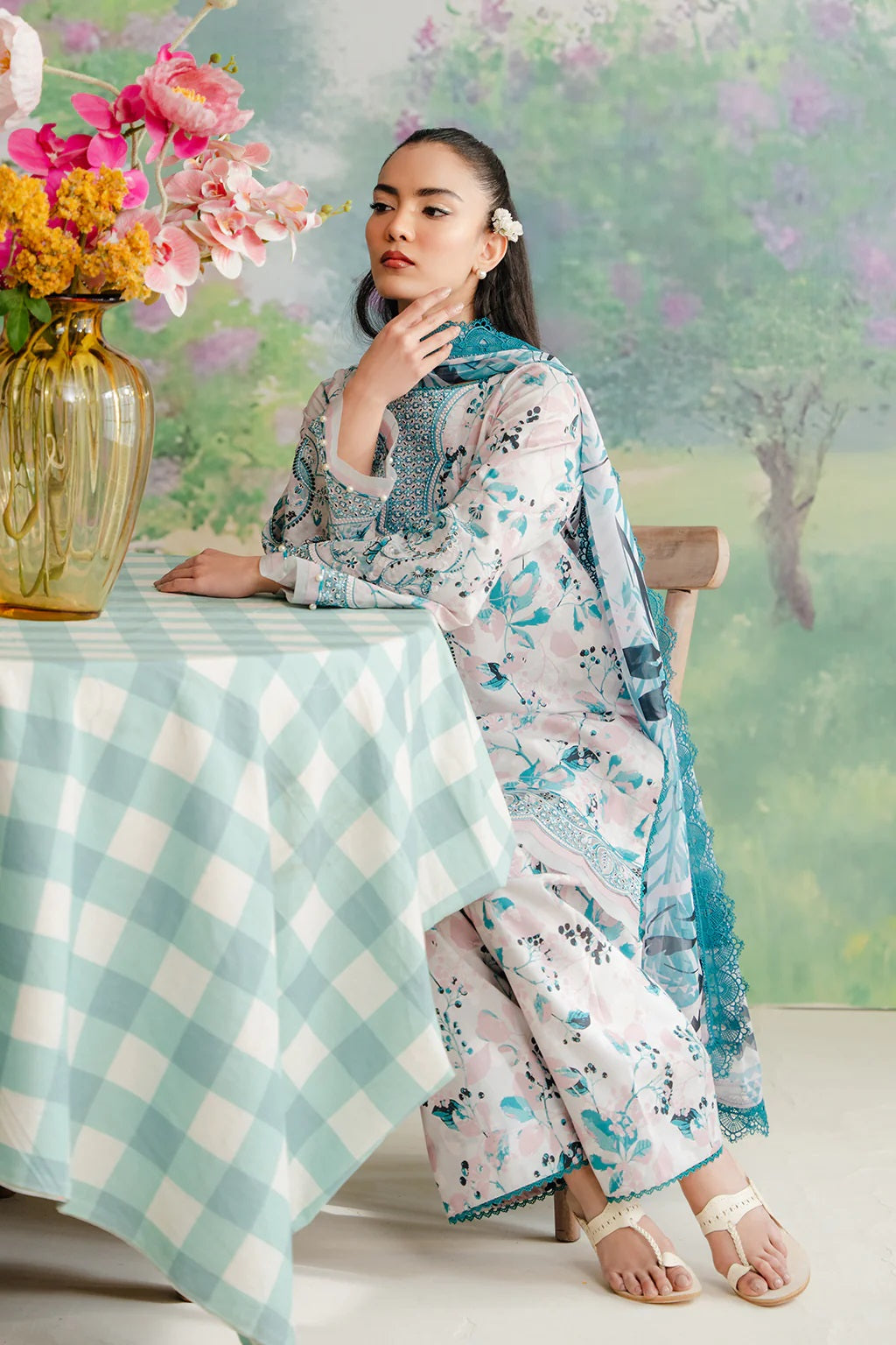 Afrozeh Pink Printed Lawn Collection Replica