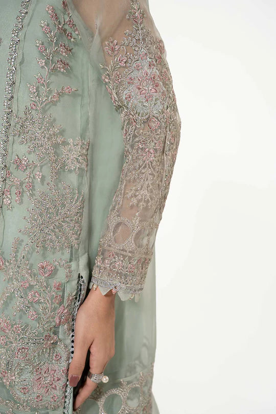 Maria B Sea Green Gharara Organza Replica