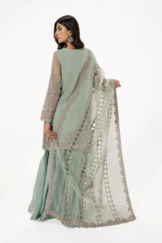 Maria B Sea Green Gharara Organza Replica