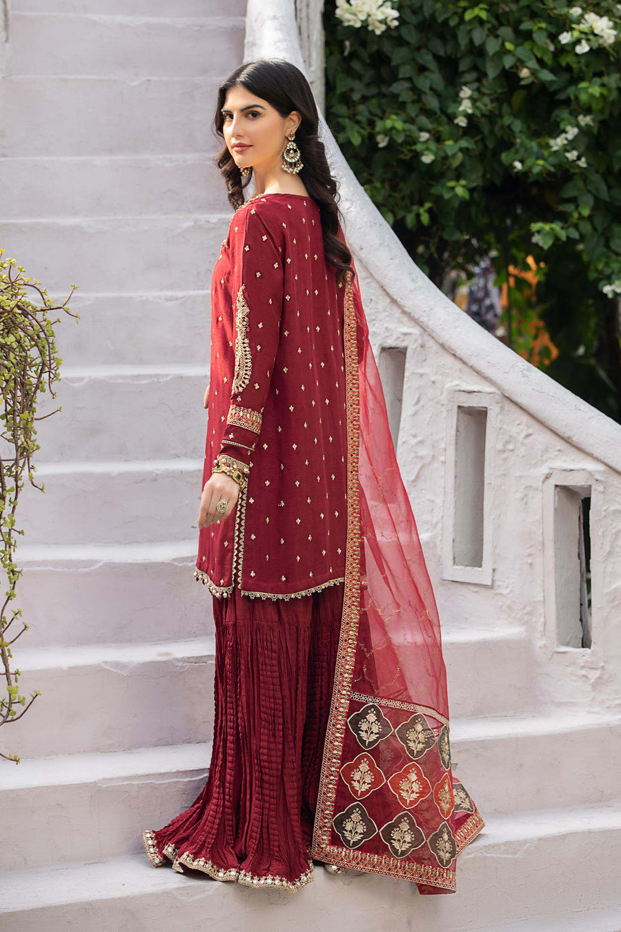 Maria B Red Silk Formal Collection Replica