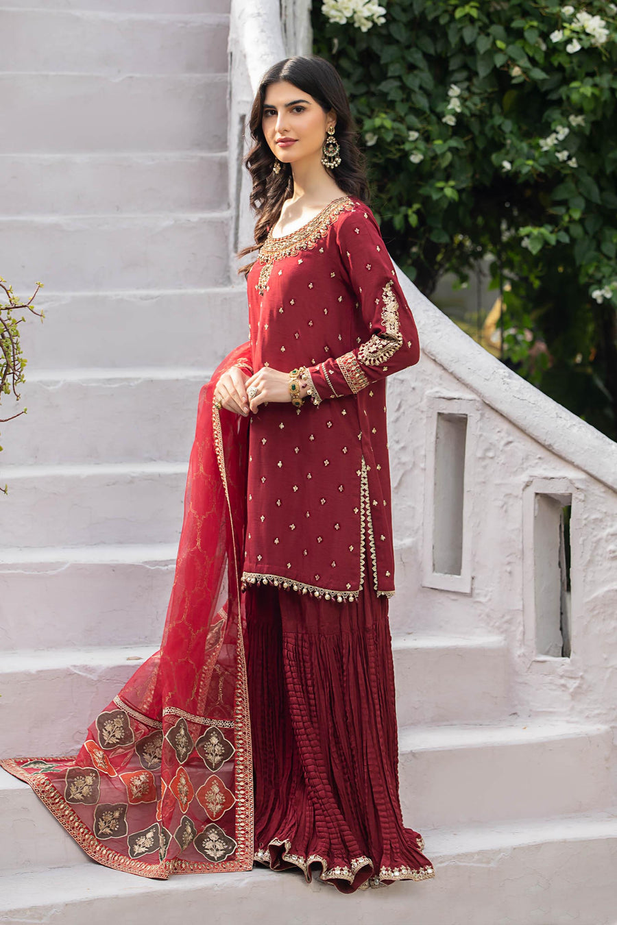 Maria B Red Silk Formal Collection Replica