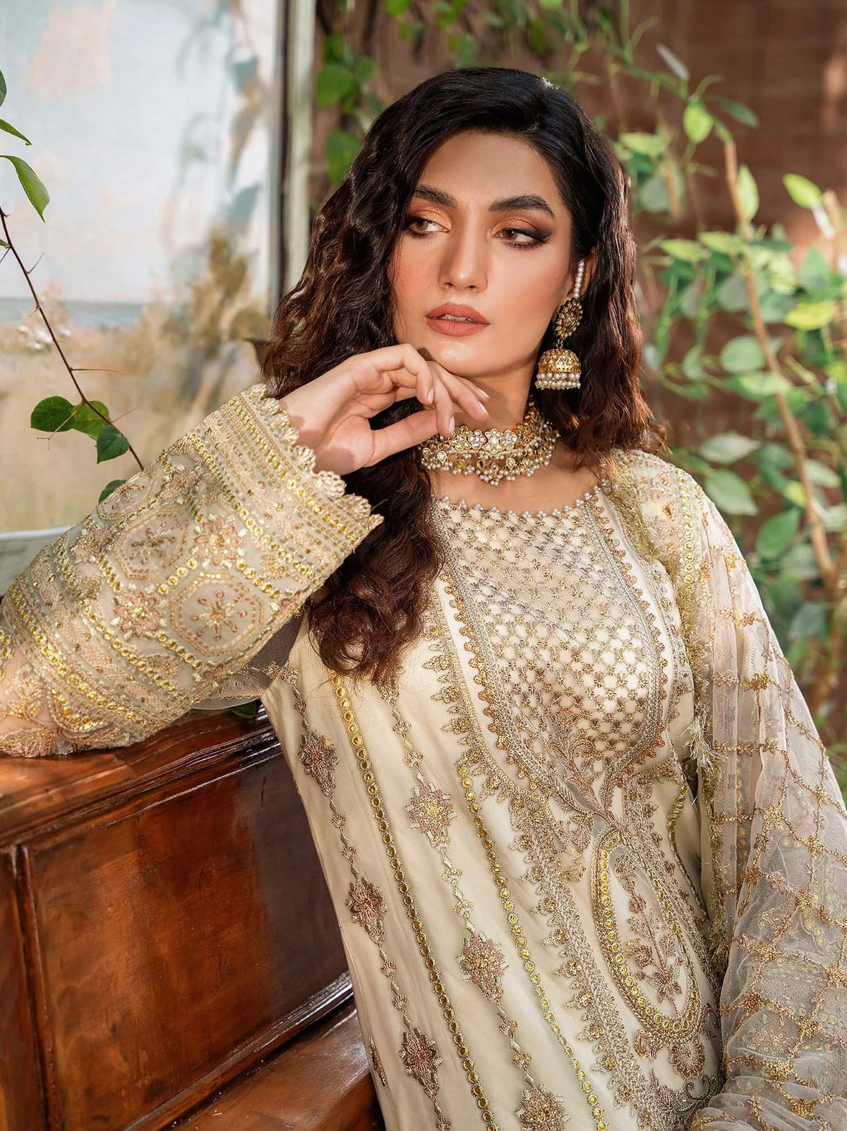 Akbar Aslam White Formal Collection Chiffon Replica