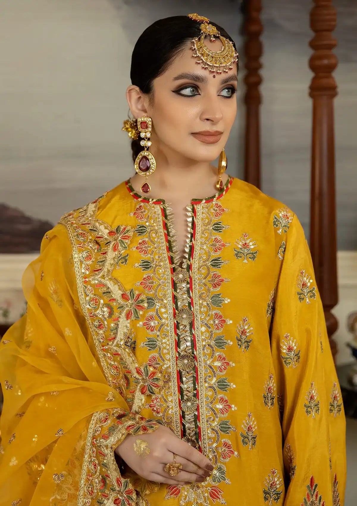 Imrozia Sabah Yellow Organza Formal Collection Replica