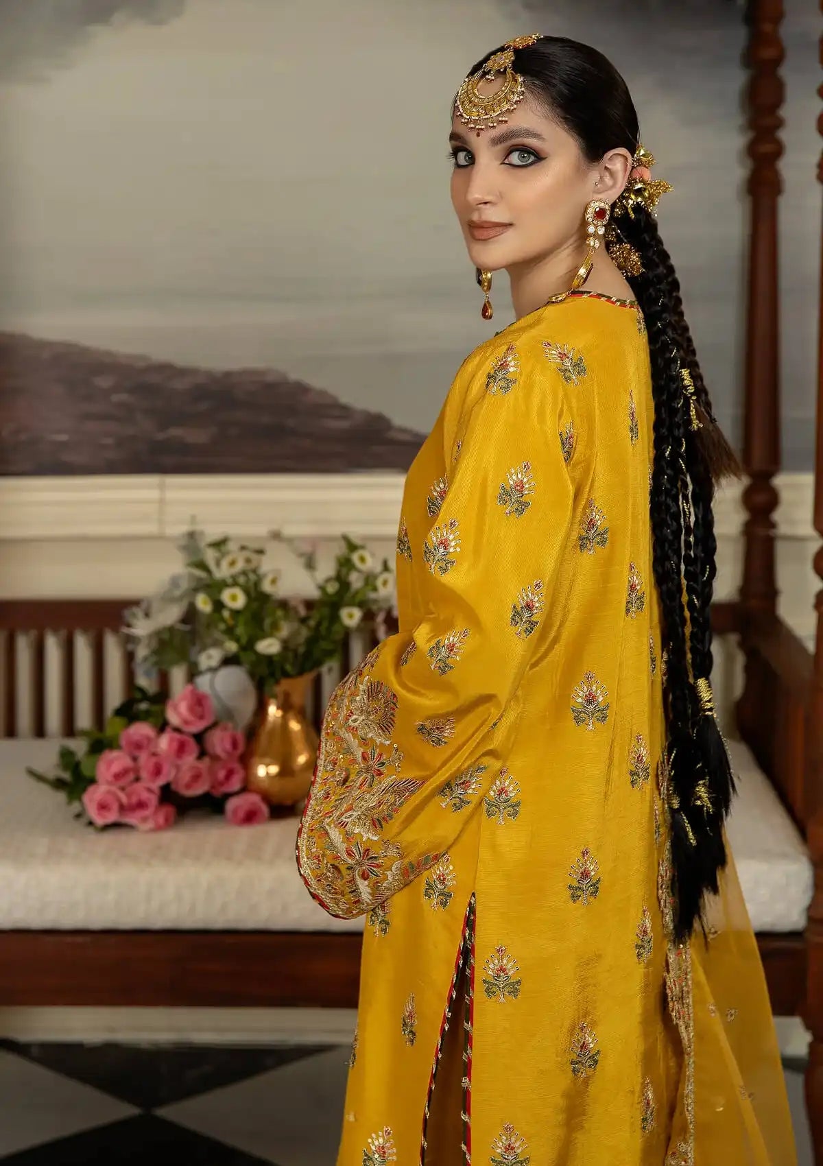 Imrozia Sabah Yellow Organza Formal Collection Replica