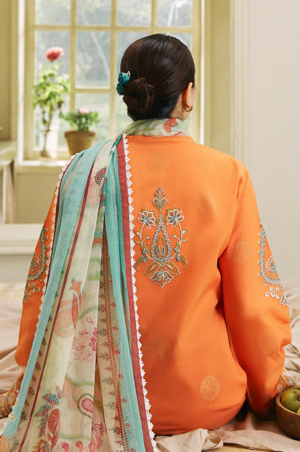 Zara Shahjahan Orange Luxury Lawn Collection Replica