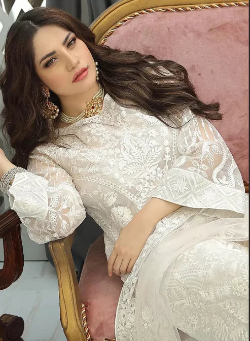 Dawood Abbas White Formal Collection Organza Replica