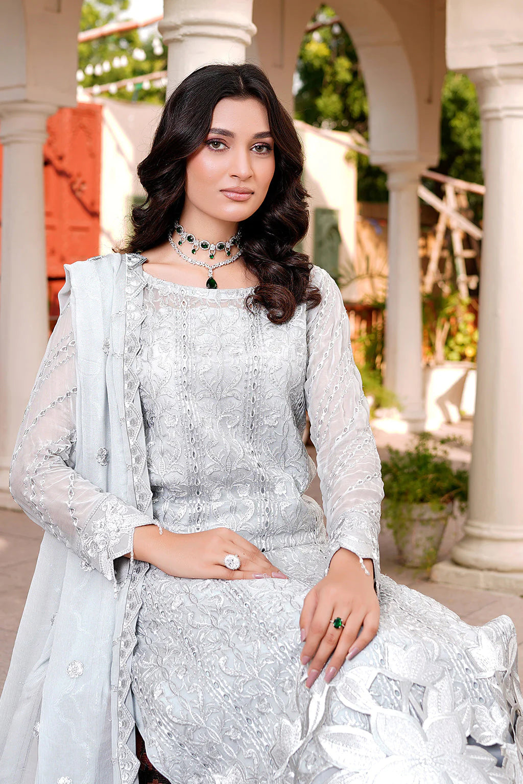 Nameera By Farooq Grey Organza Formal Collection Replica