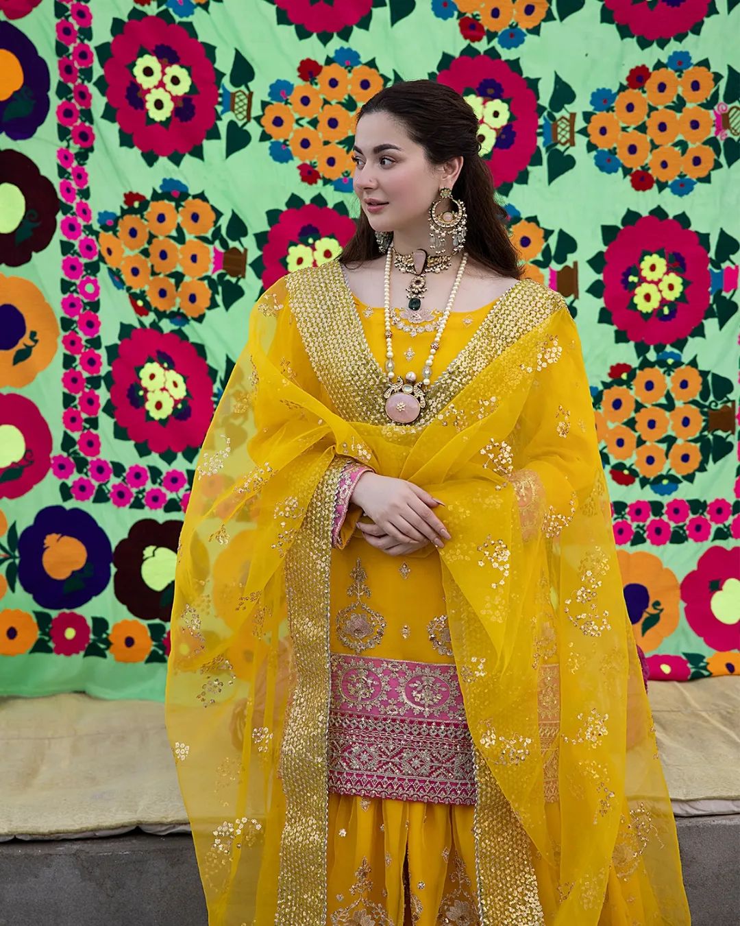 Ali Xeeshan Yellow Organza Mehndi Collection Replica