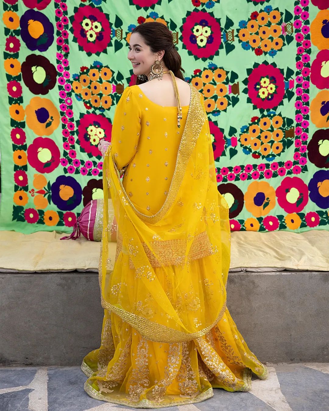 Ali Xeeshan Yellow Organza Mehndi Collection Replica