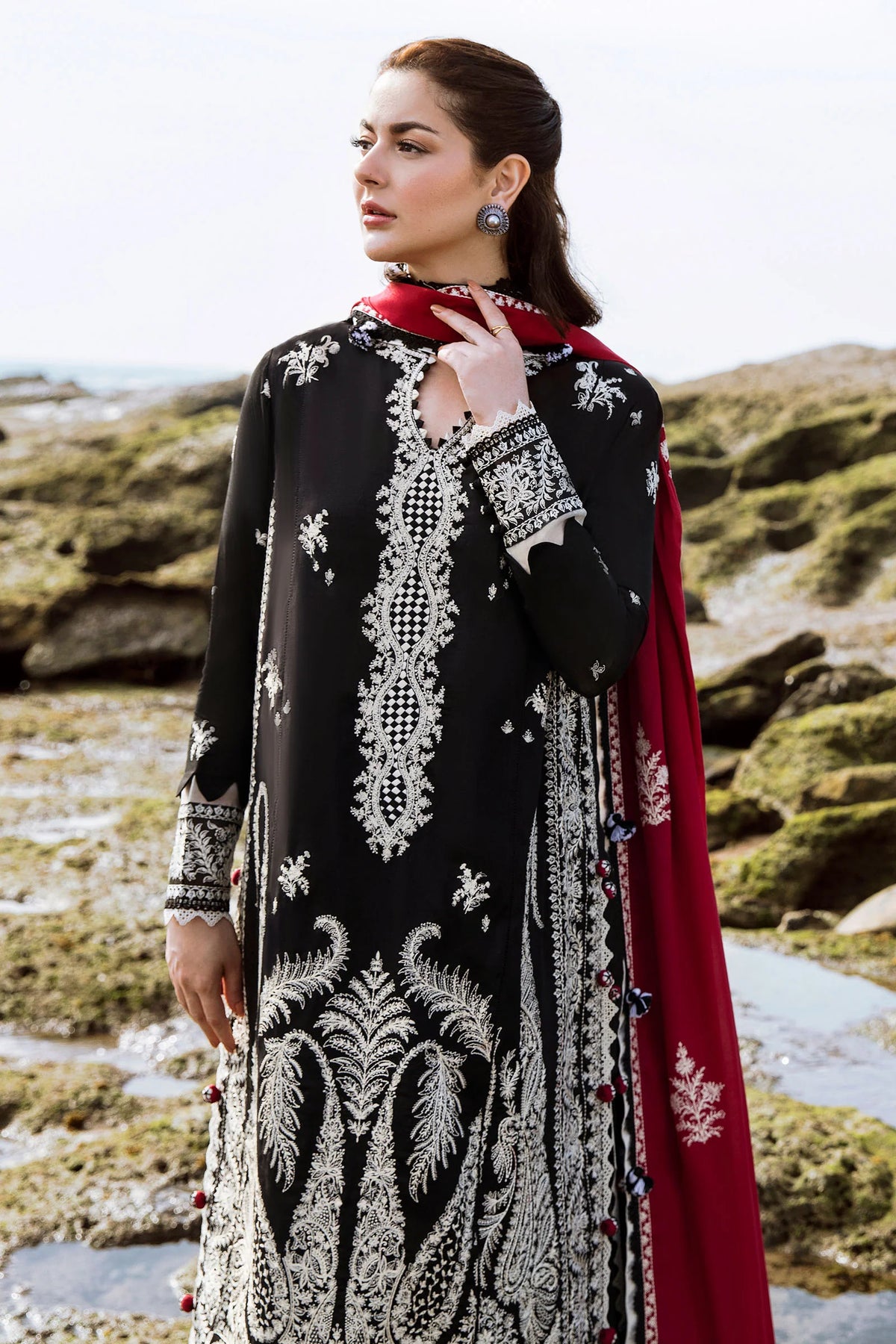 Zaha Black Luxury Lawn Collection Replica