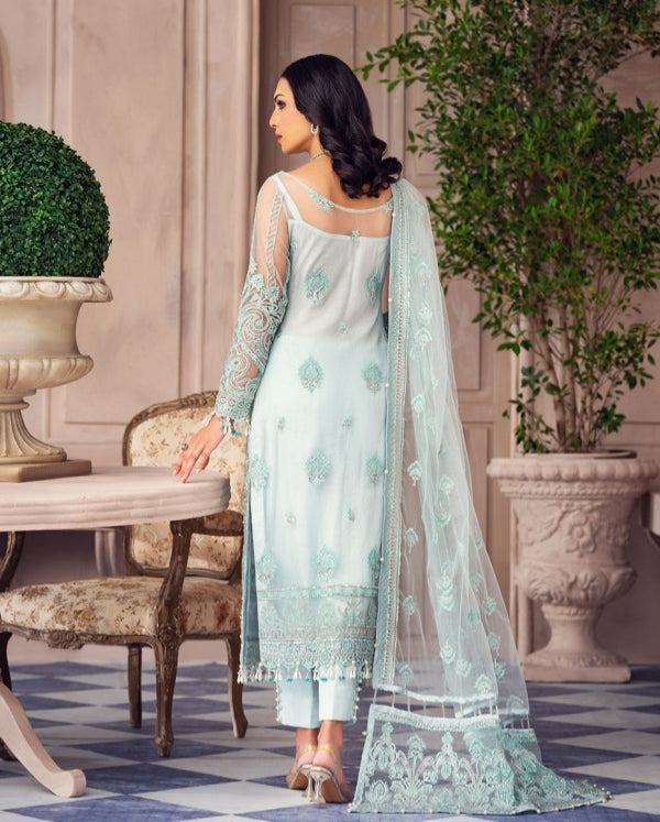 Gulaal Sky Blue Exclusive Collection Net Replica