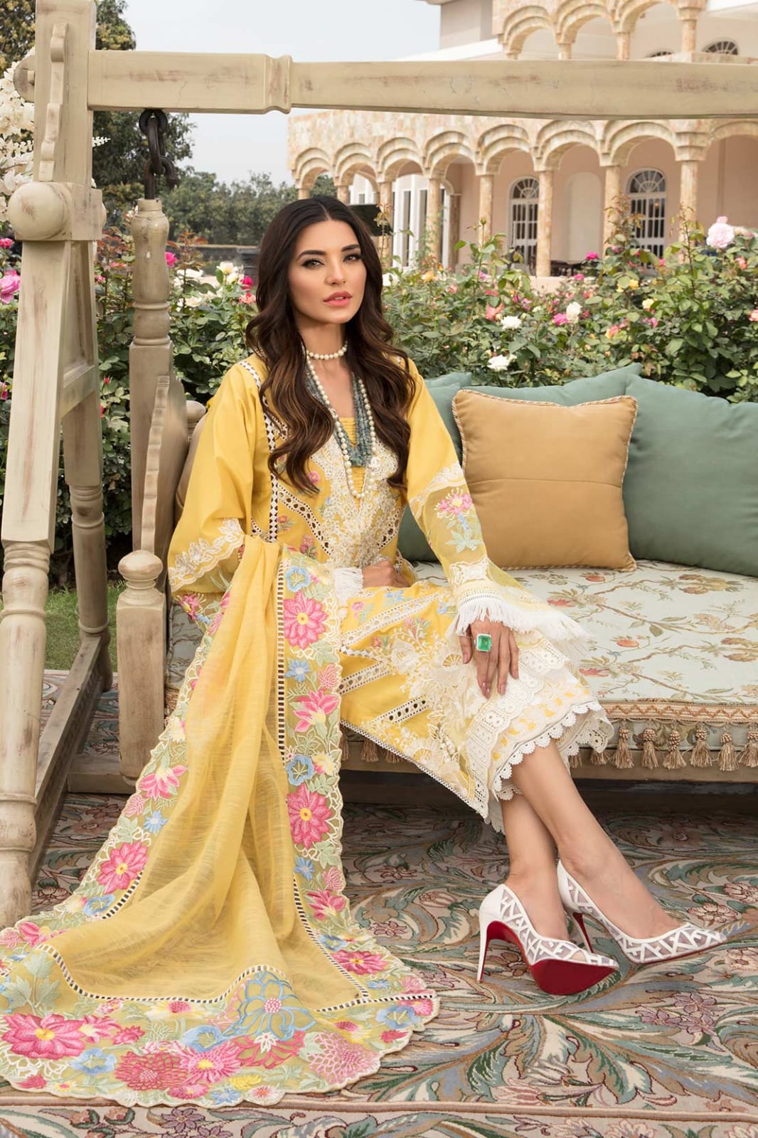 Crimson Yellow Luxury Lawn Collection Replica