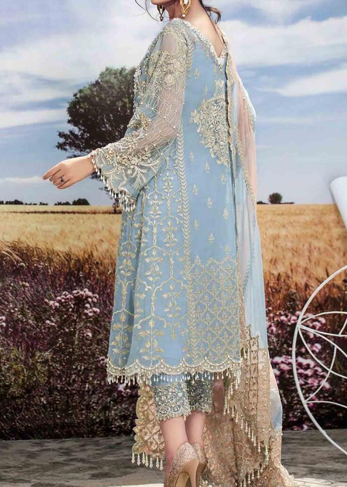 Agha Noor Blue Organza Formal Replica