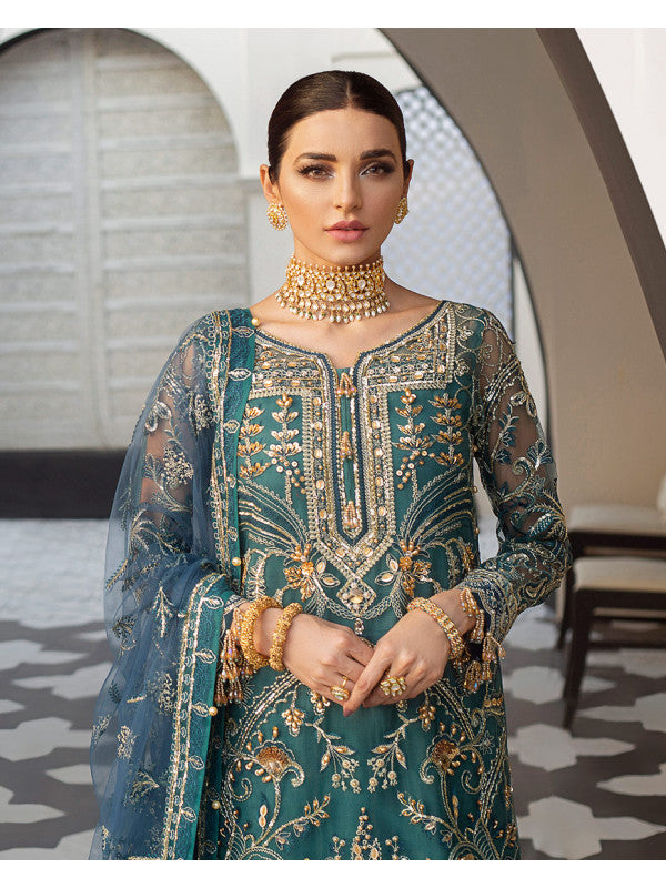 Gulaal Sea Green Exclusive Net Replica