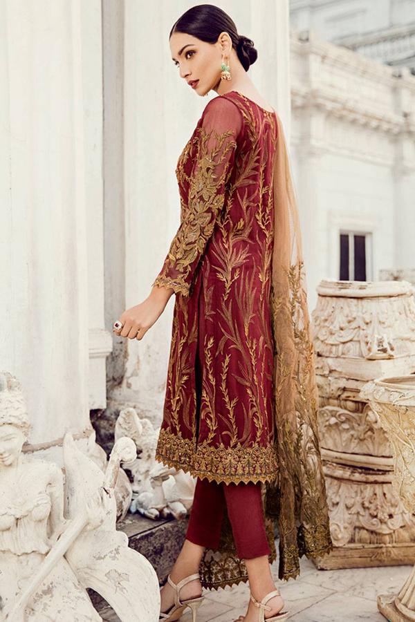 Iznik Maroon Exclusive Chiffon Replica