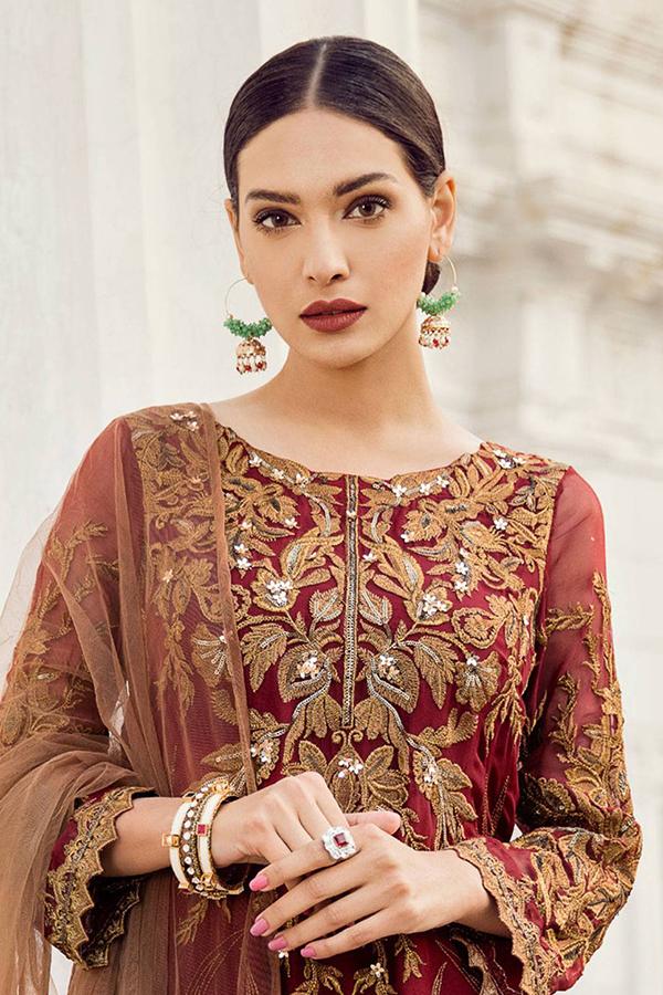 Iznik Maroon Exclusive Chiffon Replica