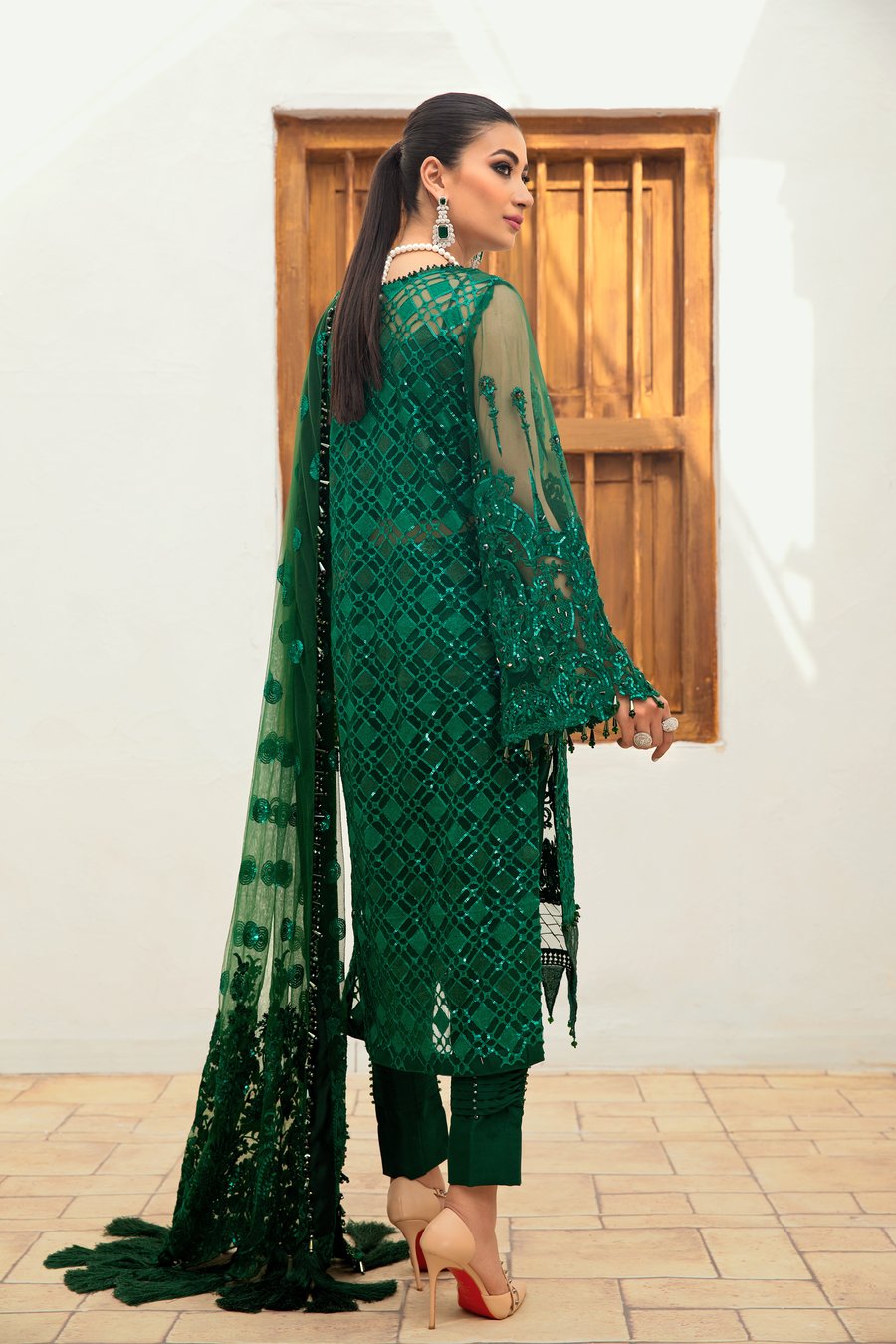 Maryam Hussain Green Exclusive Net Replica