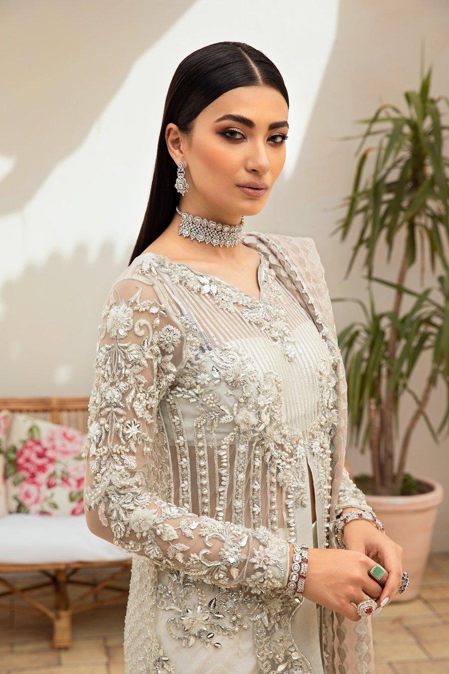 Maryam Hussain White Luxury Collection Net Replica