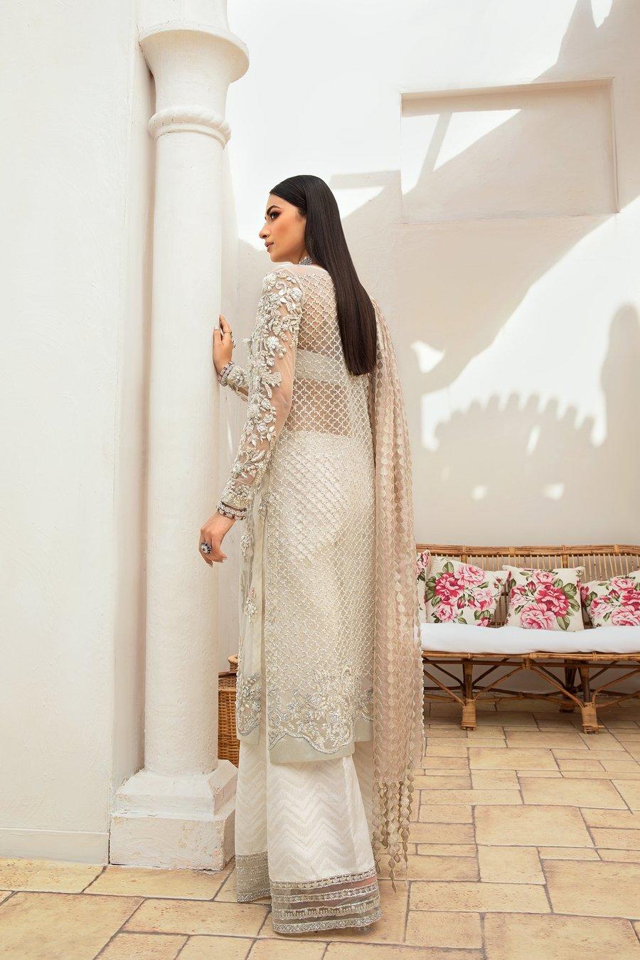 Maryam Hussain White Luxury Collection Net Replica