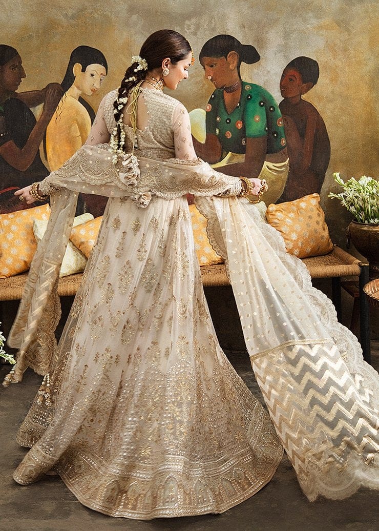 Afrozeh White Exclusive Net Maxi Replica