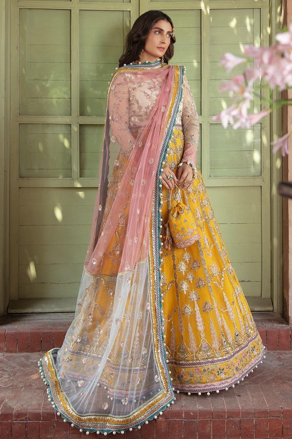 Afrozeh Yellow Exclusive Net Maxi Replica