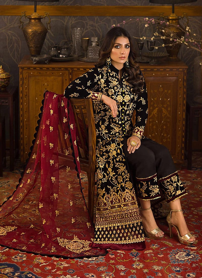 Zainab Chottani Black Velvet Collection Replica