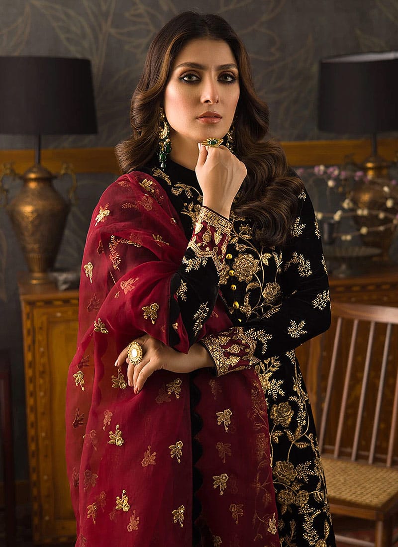 Zainab Chottani Black Velvet Collection Replica