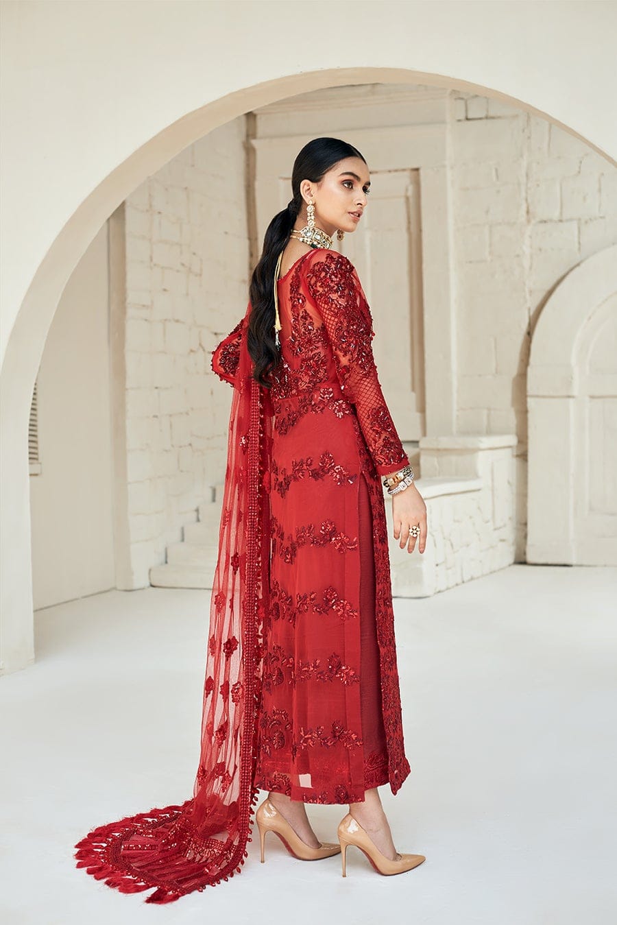 Maryam Hussain Red Heavy Sequence Master Replica